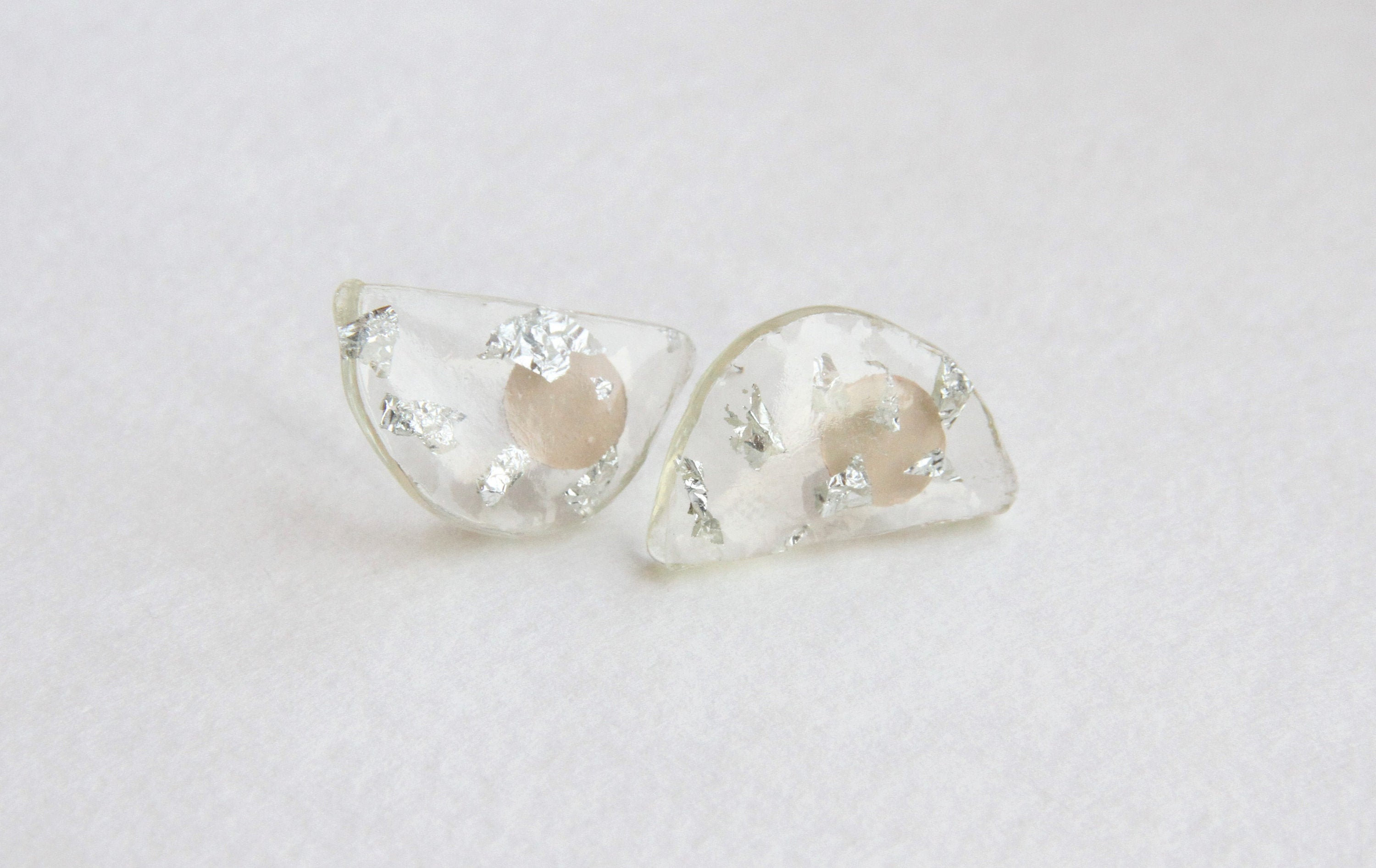 Clear resin stud earrings Quirky everyday earrings Y2K Etsy