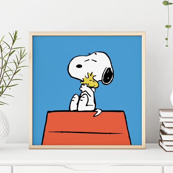 Snoopy and Woodstock Digital Print, "Best Friends" Peanuts Poster, Woodstock Download, Peanuts Woodstock Digital Artwork