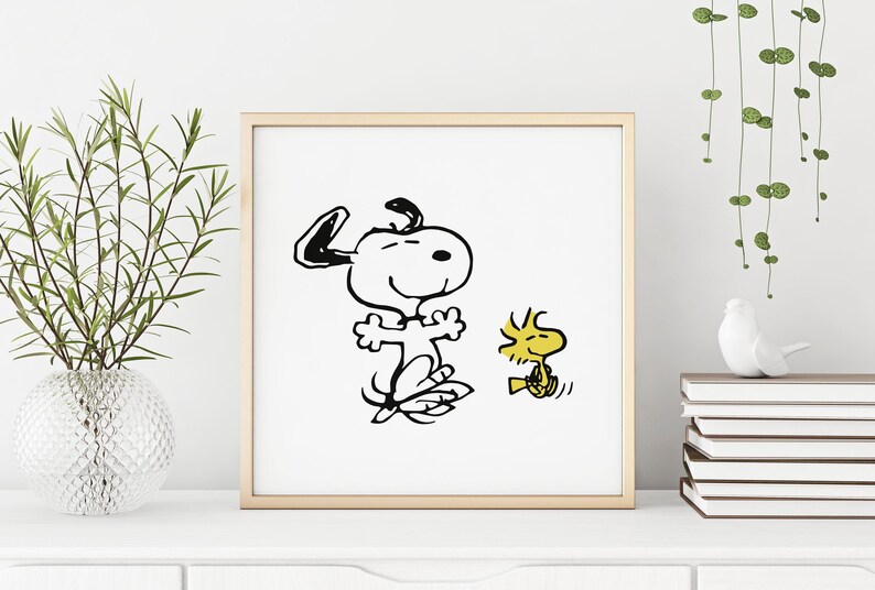 Snoopy and Woodstock Digital Print Happy Dance Etsy