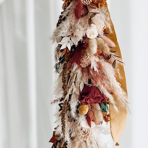 Ghirlanda di fiori in terracotta per matrimonio, ghirlanda secca, ghirlanda nuziale autunnale, ghirlanda rustica boho, decorazioni autunnali per la tavola di nozze con fiori conservati