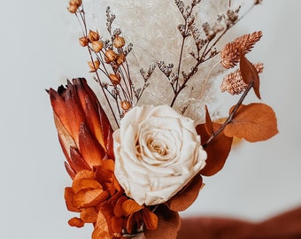 Konservierte Hortensie Hochzeit Herzstück, Terrakotta Hochzeitsblumen, getrocknete Blumenstrauß, rustikale Hochzeit im Herbst, Boho Brautstrauß