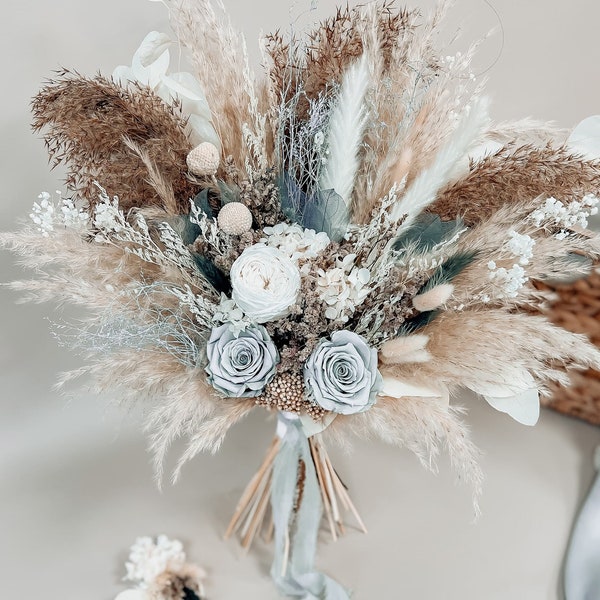 Dusty Blue Bridal Bouquet - Etsy