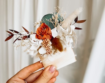 Terracotta boutonniere, Boho pocket boutonniere, Rustic boutonniere for Wedding, Groom accessories, Terracotta wedding, Dried flowers