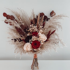 Marsala bouquet, Marsala wedding bouquet, Marsala bridal bouquet, Dried flower bouquet, Burgundy bouquet, Boho wedding bouquet, Boho bouquet