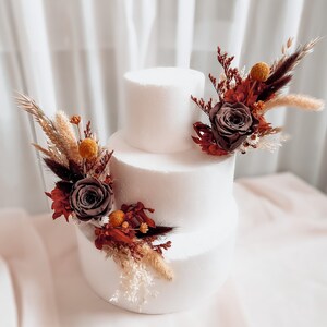 Terracota Cake Toppers for Wedding, Rustic Wedding Cake Toppers, Boho Cake Toppers of Dried Roses, Wedding Cake Decor, Birthday Party Decor