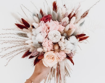 Unique bouquet, bridal bouquet, wedding bouquet, flower bouquet, bridesmaid bouquet, dry flower bouquet, boho wedding bouquet, wood flower