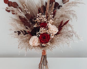 Marsala bouquet, Marsala wedding bouquet, Marsala bridal bouquet, Dried flower bouquet, Burgundy bouquet, Boho wedding bouquet, Boho bouquet