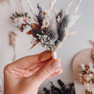 Wedding Boutonniere Dried Flowers, Custom Rust Terracotta Boutonniere for Groom, Boho Groomsmen Boutonnieres Set, Rustic Wedding Buttonhole