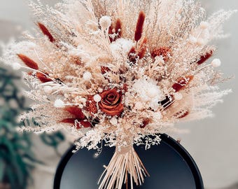 Rust Terracota Wedding Bouquet, Fall Wedding Bouquet, Beige Wedding Bouquet, Rustic Bouquet, Dried Flower Wedding, Boho Wedding Bouquet
