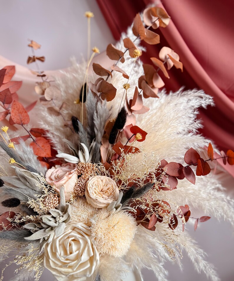 Boho wedding bouquet, dried flowers bridal accessories, bride bouquet, custom handmade bouquet, bridesmaids bunch, everlasting arrangements image 8