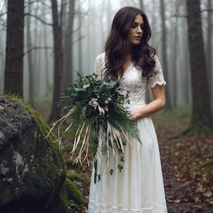 Foliage Wedding Bouquet Greenery Eucalyptus Ferns Bridal Bouquet Dried Flowers Bouquet Boho Woodland Forest Fairy Mystic Style Bouquet