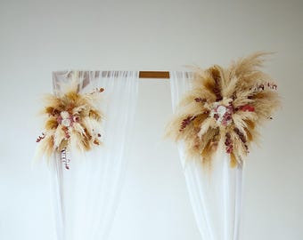 Fall Wedding Arch Flowers, Neutral Pampas Ceremony Decor, Dried Floral Arbor Arrangement, Rustic Wedding Backdrop