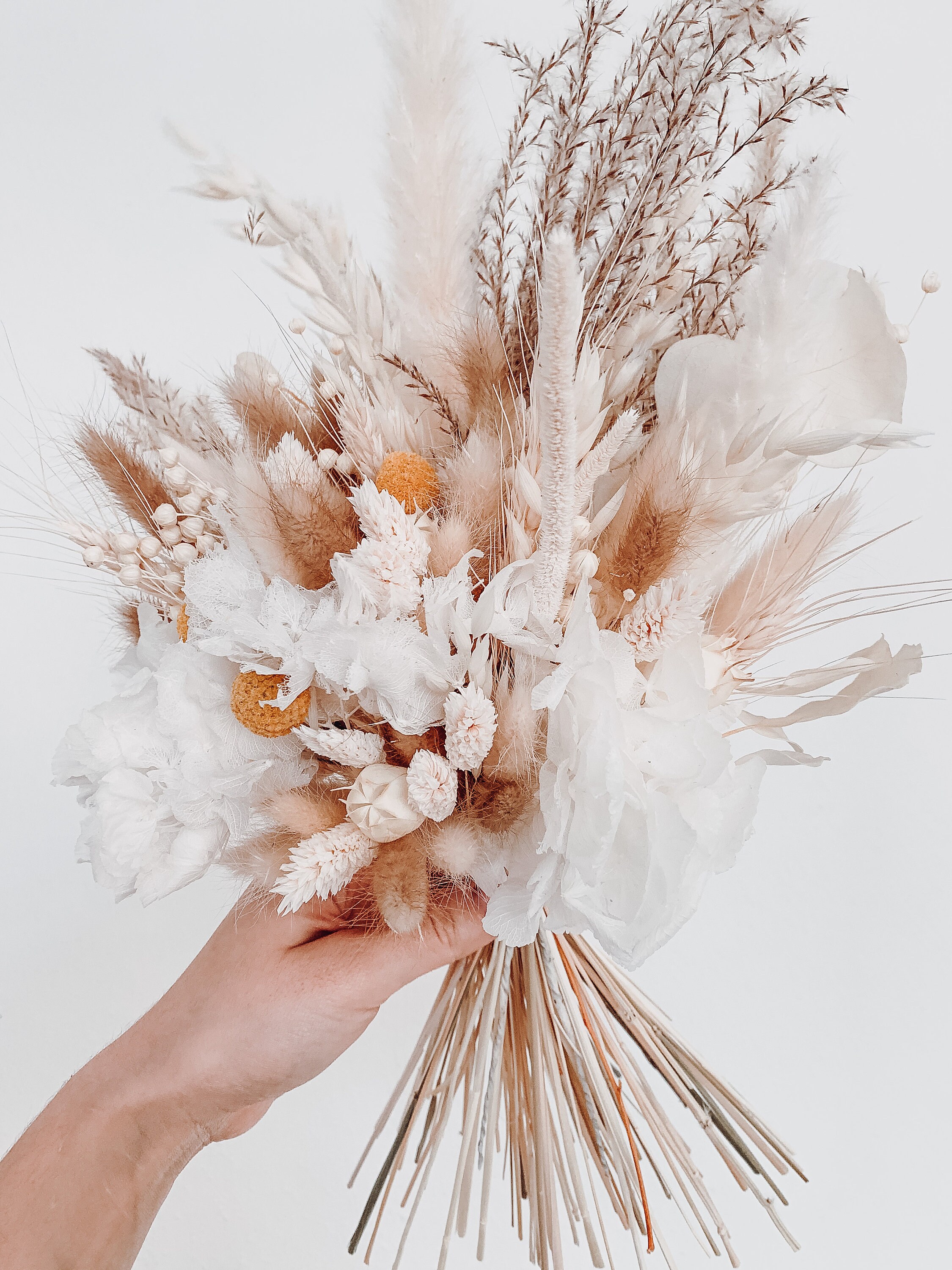 White with beige bouquet bridal flowers preserved flowers Etsy