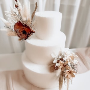 Boho wedding cake flowers, Dried flower cake topper set for rustic ceremony,Neutral floral accents for bohemian wedding decor, Summer party