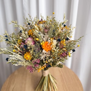 Rustic Dried Wildflowers Bridal Bouquet Boho Summer Wedding Flowers Natural Bouquet for Bride and Bridesmaids Preserved Mountain Flowers