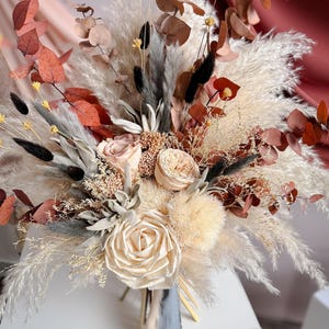 Boho wedding bouquet, dried flowers bridal accessories, bride bouquet, custom handmade bouquet, bridesmaids bunch, everlasting arrangements image 6