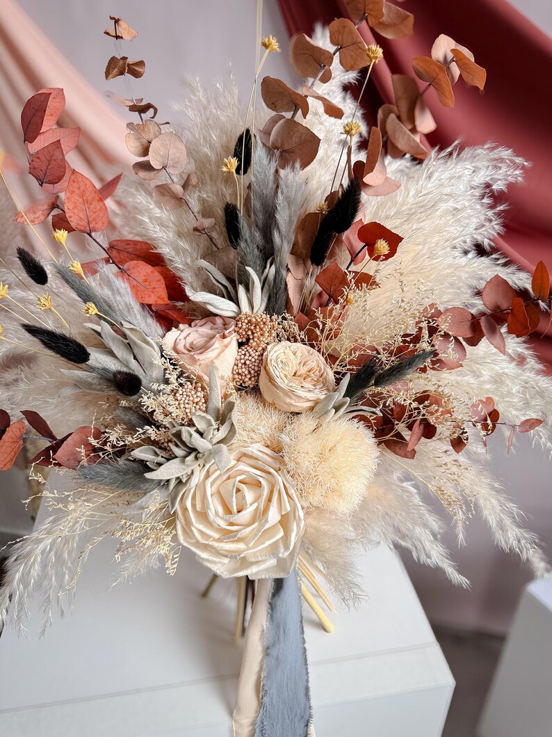 Boho wedding bouquet, dried flowers bridal accessories, bride bouquet, custom handmade bouquet, bridesmaids bunch, everlasting arrangements image 6