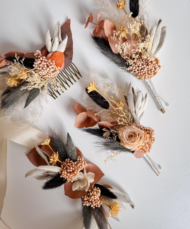 Boho wedding bouquet, dried flowers bridal accessories, bride bouquet, custom handmade bouquet, bridesmaids bunch, everlasting arrangements image 2