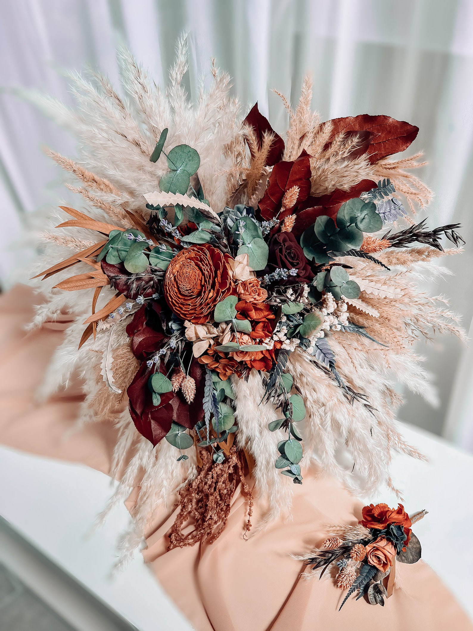Groom Terracotta & Greenery Bridal Boutonniere, Groomsmens Wedding ...