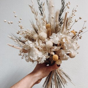 Natuurlijk gedroogde wilde bloemen bruidsboeket, beige rustiek bruidsboeket, handgemaakt boeket voor bruid en bruidsmeisjes, bloemen bruiloft decor afbeelding 7