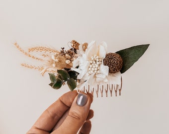 Eucalyptus hair comb, bridal accessories, wedding hair comb for bride or bridesmaids, set dried flowers, custom color and flowers on wedding
