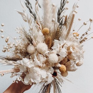 Natuurlijk gedroogde wilde bloemen bruidsboeket, beige rustiek bruidsboeket, handgemaakt boeket voor bruid en bruidsmeisjes, bloemen bruiloft decor afbeelding 3