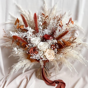 Rustand terracotta bridal bouquet, Rustic wedding day bouquet, Dried flowers bouquet, Wedding fall colored arrangement, Bridesmaid bouquet