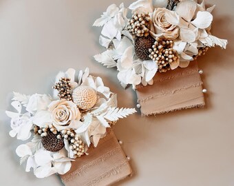 Pocket Boutonniere for Groom, Beige Dried Flower Boutonniere Set, Boho Wedding Pocket Flower, Groomsmen Boutonniere, Neutral Rustic Wedding