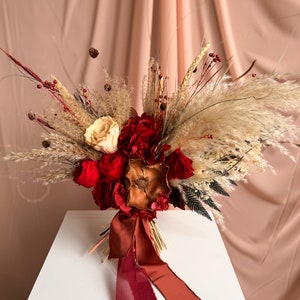 Red bouquet custom order everlasting rustic flowers dried bouquet preserved red bunch bridal wildflowers aesthetic housewaming decor