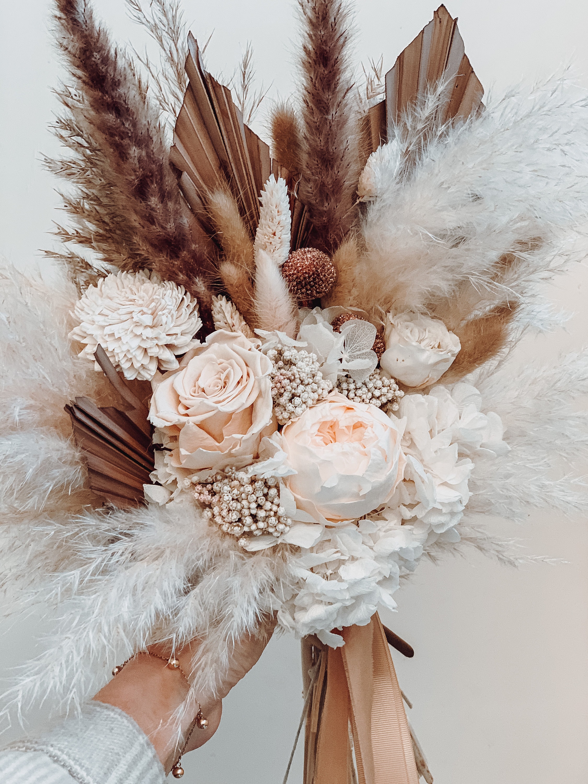 Tender beige roses bouquet cute natural boho wedding bouquet Etsy