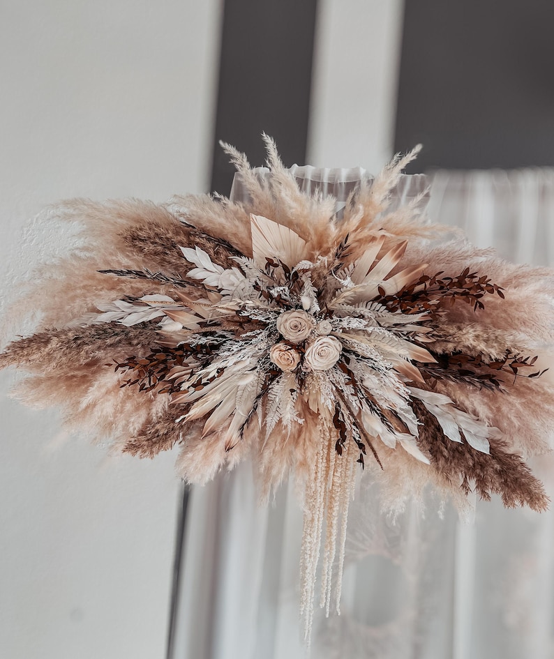 Boho Dried Flowers Wedding Ceremony Arch Decoration, Wedding Preserved Flowers Arrangements, Pampas Grass Flowers for Wedding Foto Zone image 8
