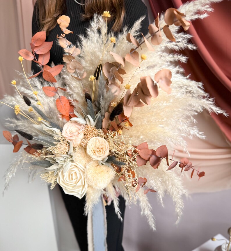 Boho wedding bouquet, dried flowers bridal accessories, bride bouquet, custom handmade bouquet, bridesmaids bunch, everlasting arrangements image 7