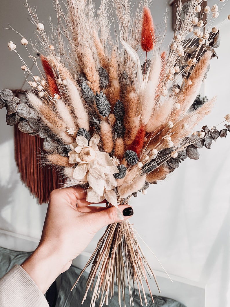 Boho handmade rustic wedding bundle bunch dried wildflowers bouquet warm colors home decor custom size bundle