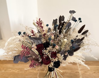 Witchy bridal bouquet, Gothic bride bouquet, Burgundy and black bouquet, Gothic wedding bouquet Moody flowers, Black wedding theme flowers