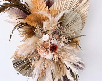 Natural Wedding Arch Flowers, Custom Pampas Ceremony Decor, Boho Aisle Arrangement