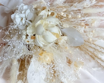 White Bridesmaid Bouquet, Preserved Flower Wedding Bouquet, Custom Ivory Bridal Party Flowers Set