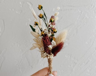 Marsala Boutonniere, Wedding Red Boutonniere, Groom's Boutonniere, Flower Accessories, Wedding Accessories, Flower Boutonniere, Dry Flower