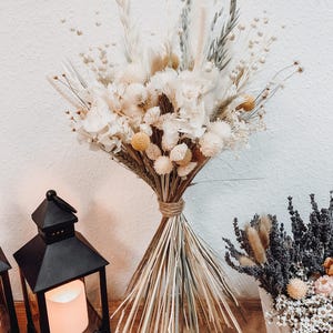 Natuurlijk gedroogde wilde bloemen bruidsboeket, beige rustiek bruidsboeket, handgemaakt boeket voor bruid en bruidsmeisjes, bloemen bruiloft decor afbeelding 2