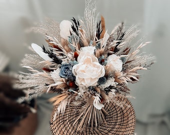 Boho bouquet, Bridal bouquet, Fall wedding, Rustic wedding bouquet, Custom wedding bouquet, Dried flower wedding bouquet, Boho boutonniere