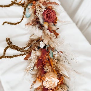 Terracotta bruiloft tafelslinger, boho hoofd tafelbloemen, gedroogd receptiedecor