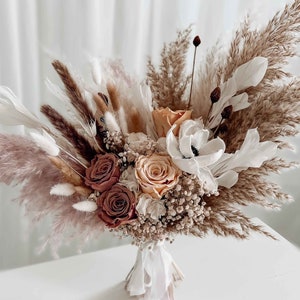 Dried flowers wedding bridesmaid bouquet, everlasting dried preserved gift bouquet, artificial flowers, women Christmas gift, handmade bunch