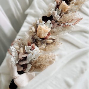 Burgundy Beige Dried Flower Garland, Fall Boho Wedding Arch Decor, Pampas Sweetheart Table Floral Runner image 11