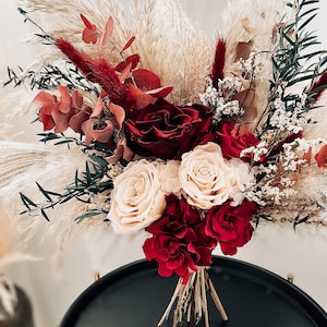 Burgundy wedding bouquet, Boho bouquet, Bridal dried bouquet, Fall forever bouquet, Flower wedding decor, Bridesmaid bouquet, Natural flower