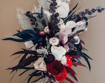 Rose and Eucalyptus Dried Flower Bouquet, Bridal Flowers for Wedding, Bouquet for the Bride