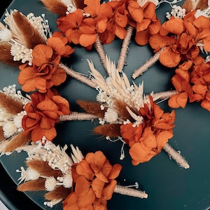 Terracotta wedding boutonniere, Groom boutonniere, Rustic preserved floral boutonniere, Marsala wedding boutonnieres, Boutonniere for men