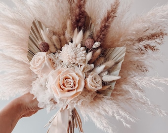 Dried flowers bridal bouquet, Tender beige bouquet, Boho wedding bouquet, Bouquet for bride, Fall wedding bouquet, Rustic style bouquet