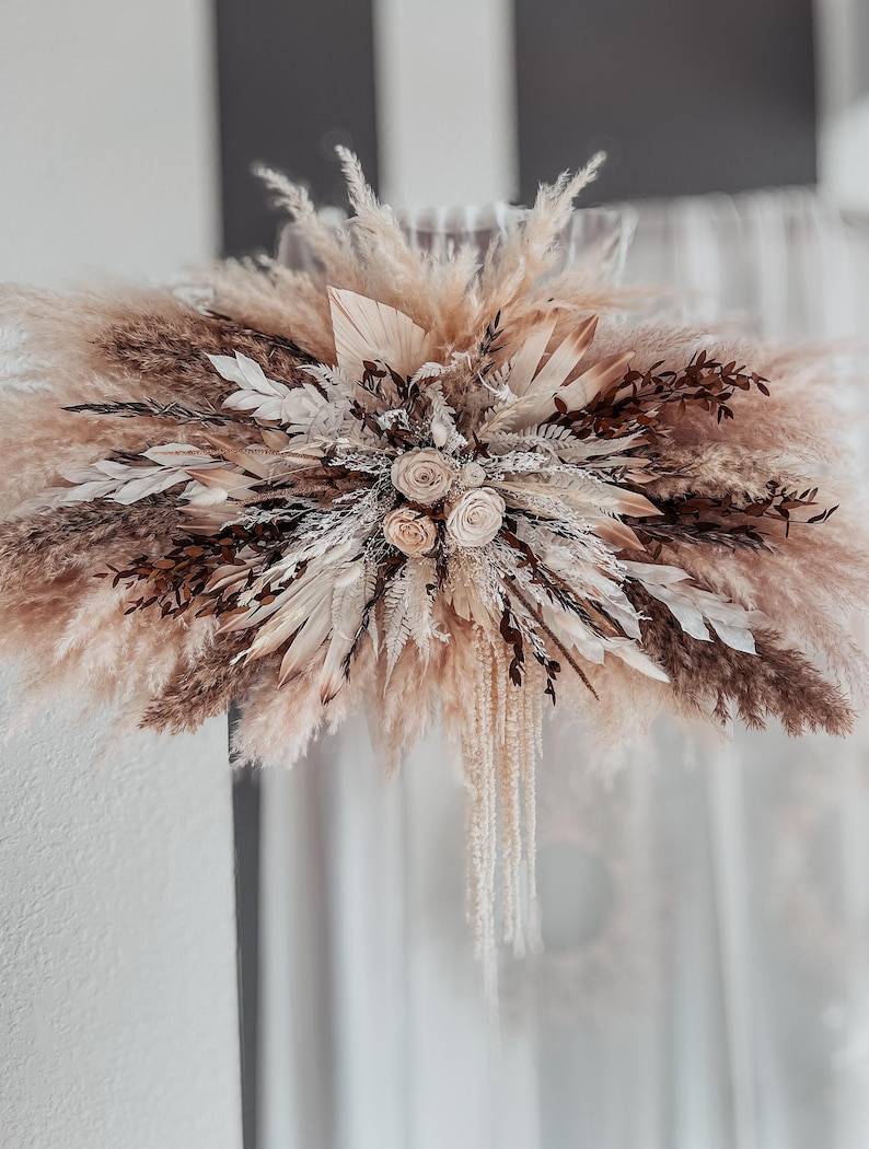 Boho Dried Flowers Wedding Ceremony Arch Decoration, Wedding Preserved Flowers Arrangements, Pampas Grass Flowers for Wedding Foto Zone image 2
