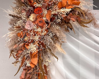 Terracotta Wedding Arch, Boho Bridal Decor, Preserved & Dried Flower Arch Arrangement, Wedding Floral Decor