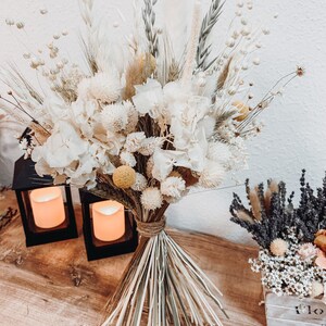 Natuurlijk gedroogde wilde bloemen bruidsboeket, beige rustiek bruidsboeket, handgemaakt boeket voor bruid en bruidsmeisjes, bloemen bruiloft decor afbeelding 8