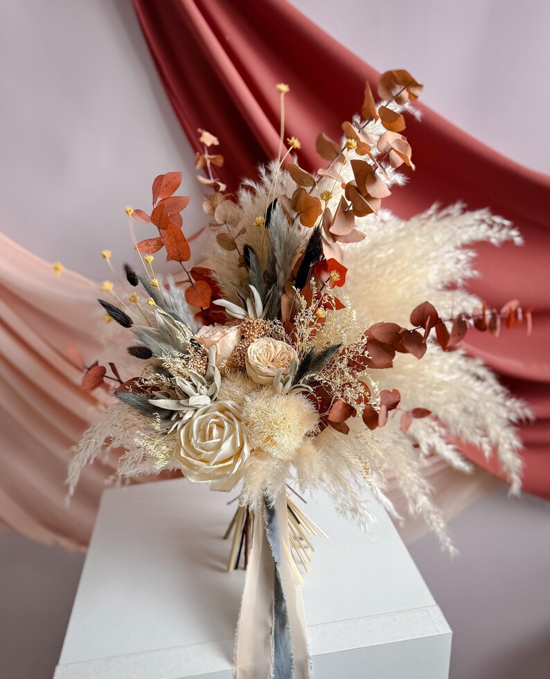 Boho wedding bouquet, dried flowers bridal accessories, bride bouquet, custom handmade bouquet, bridesmaids bunch, everlasting arrangements image 5